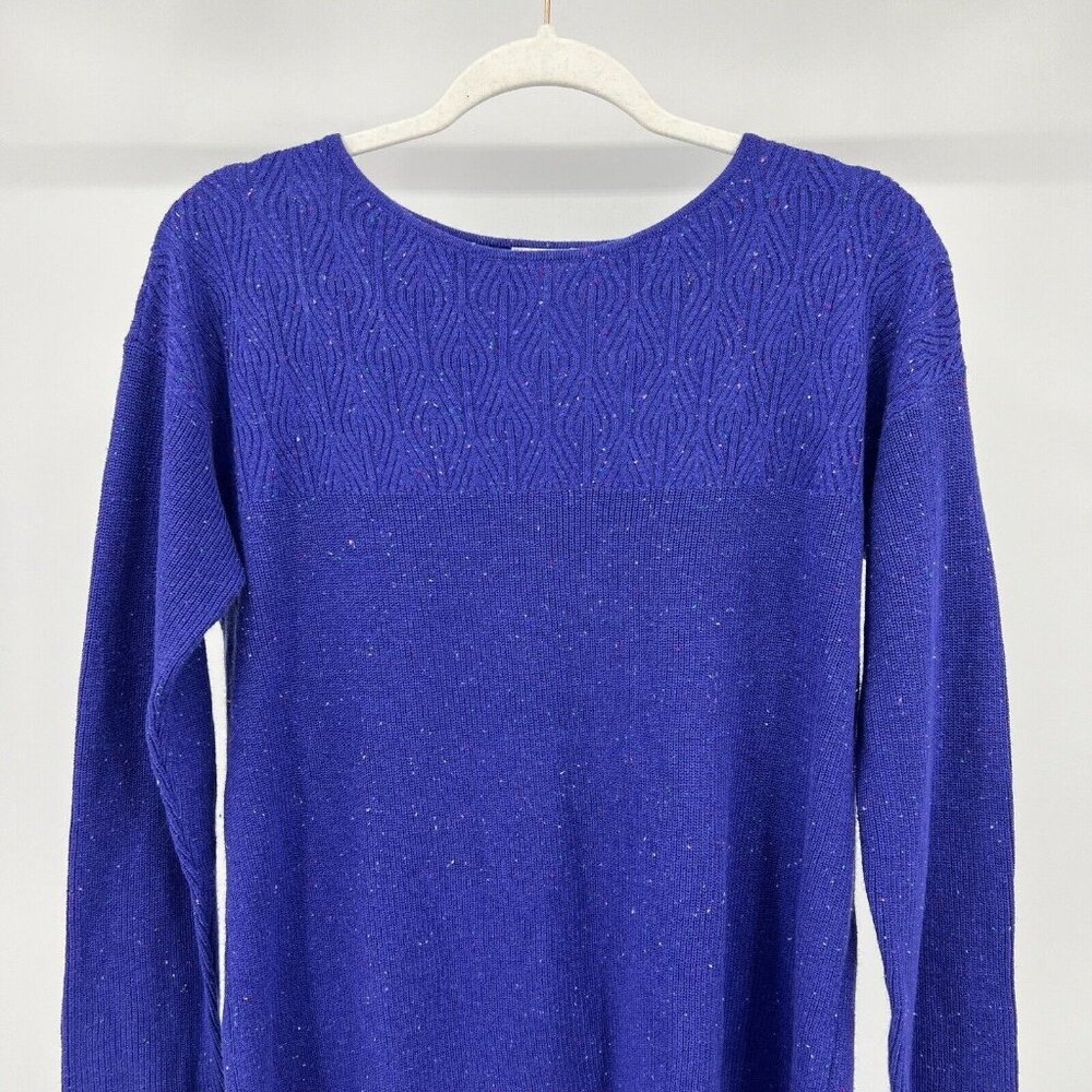 TALBOTS Sweater M Purple Confetti Knit Textured Round Neck Pullover Size Medium - Picture 5 of 11